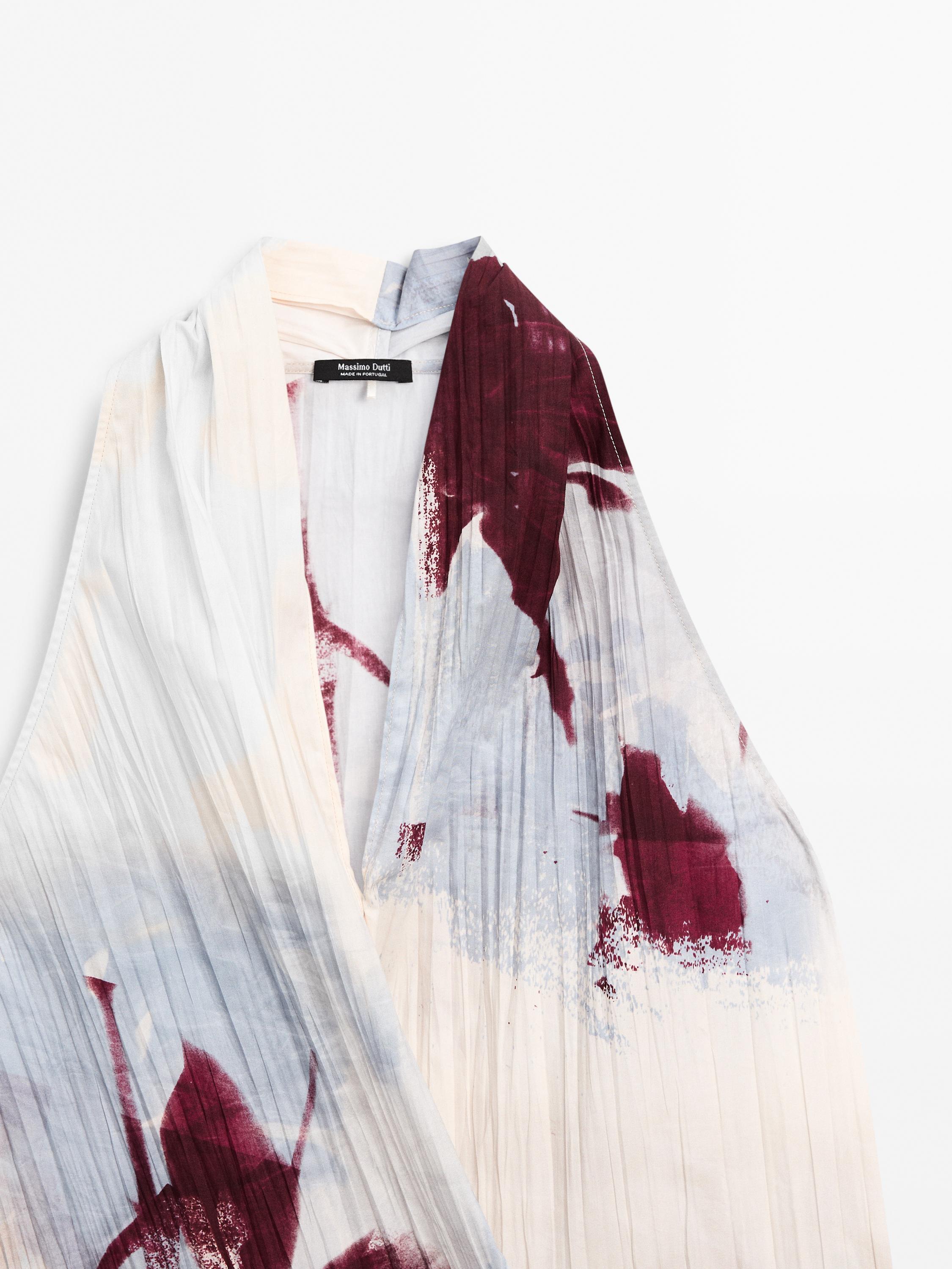 Printed surplice halter top